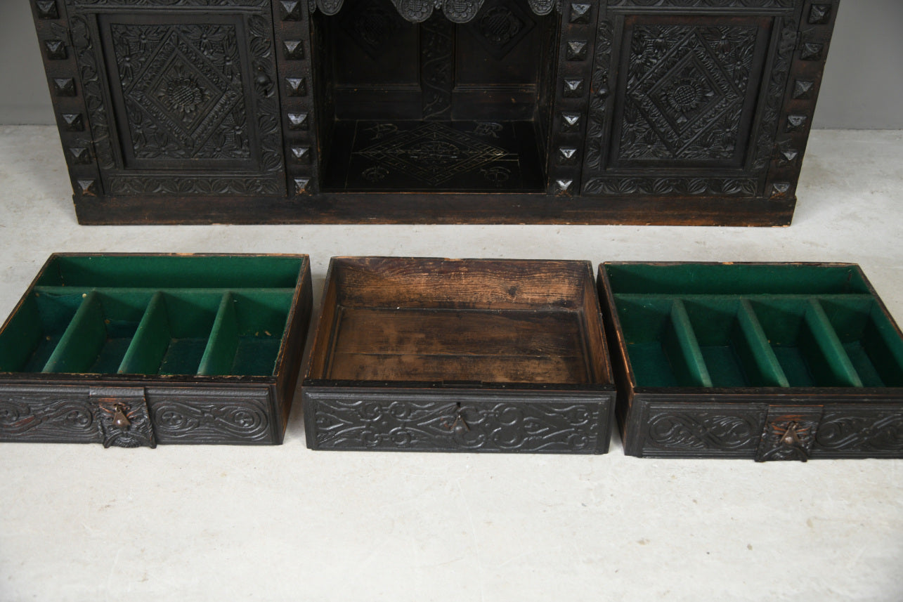 Large Antique Carved Oak Dresser