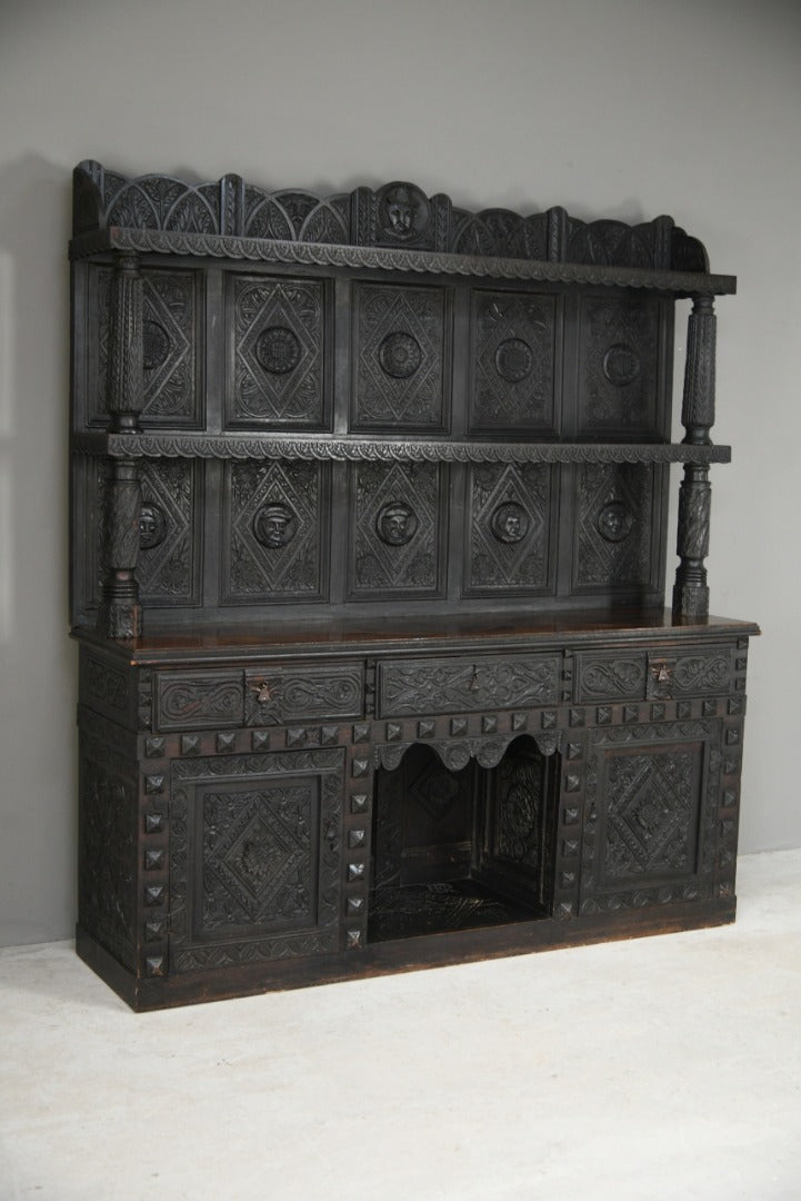 Large Antique Carved Oak Dresser