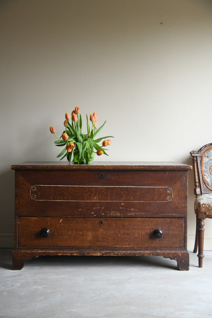 Antique Grained Pine Rustic Chest