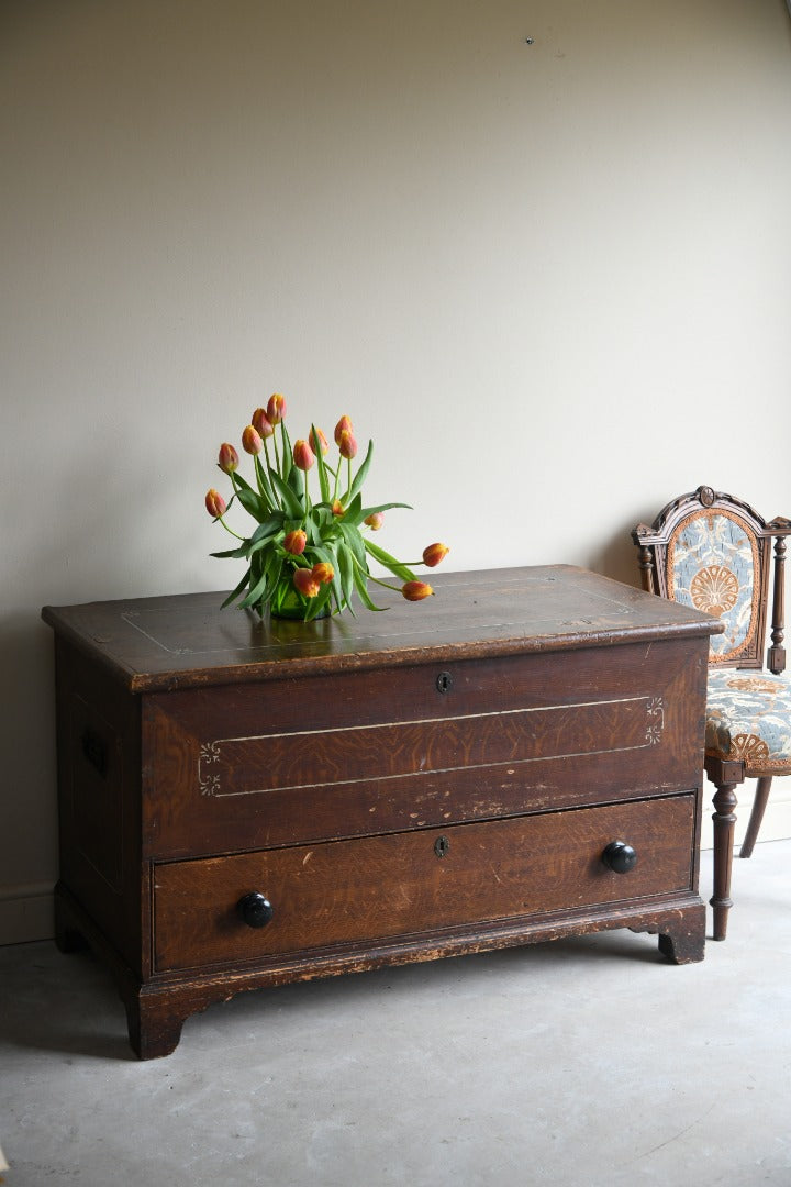 Antique Grained Pine Rustic Chest