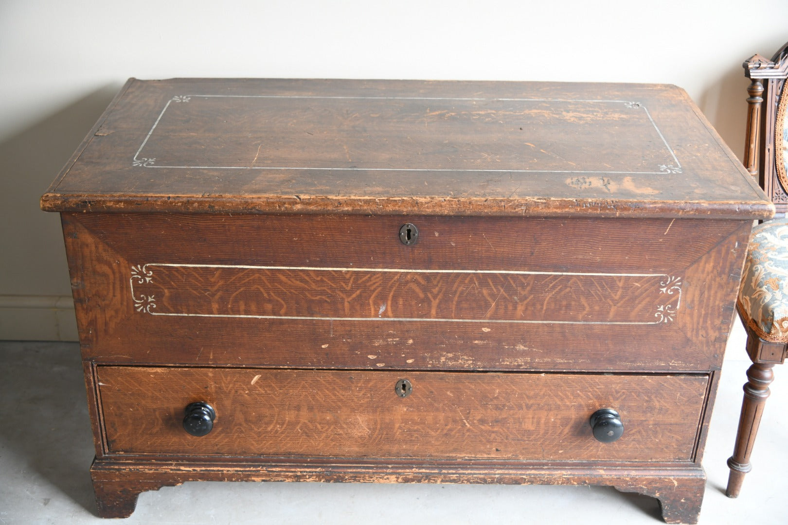 Antique Grained Pine Rustic Chest