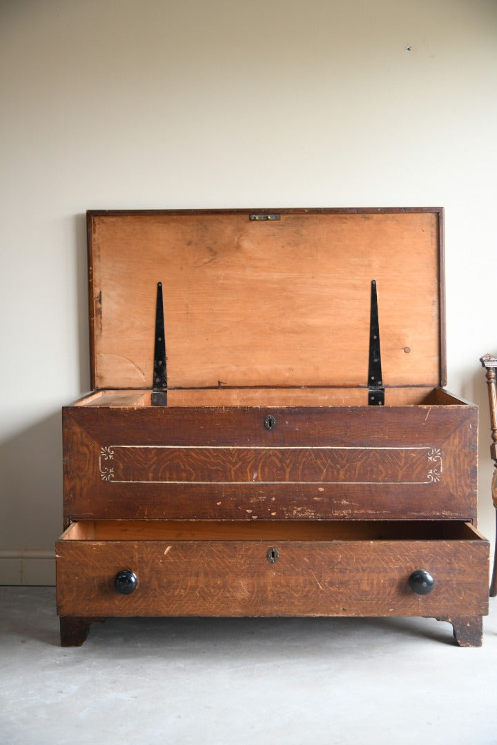 Antique Grained Pine Rustic Chest