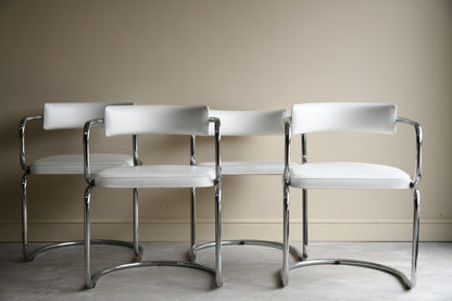 4 Chrome Cantilever Dining Chairs