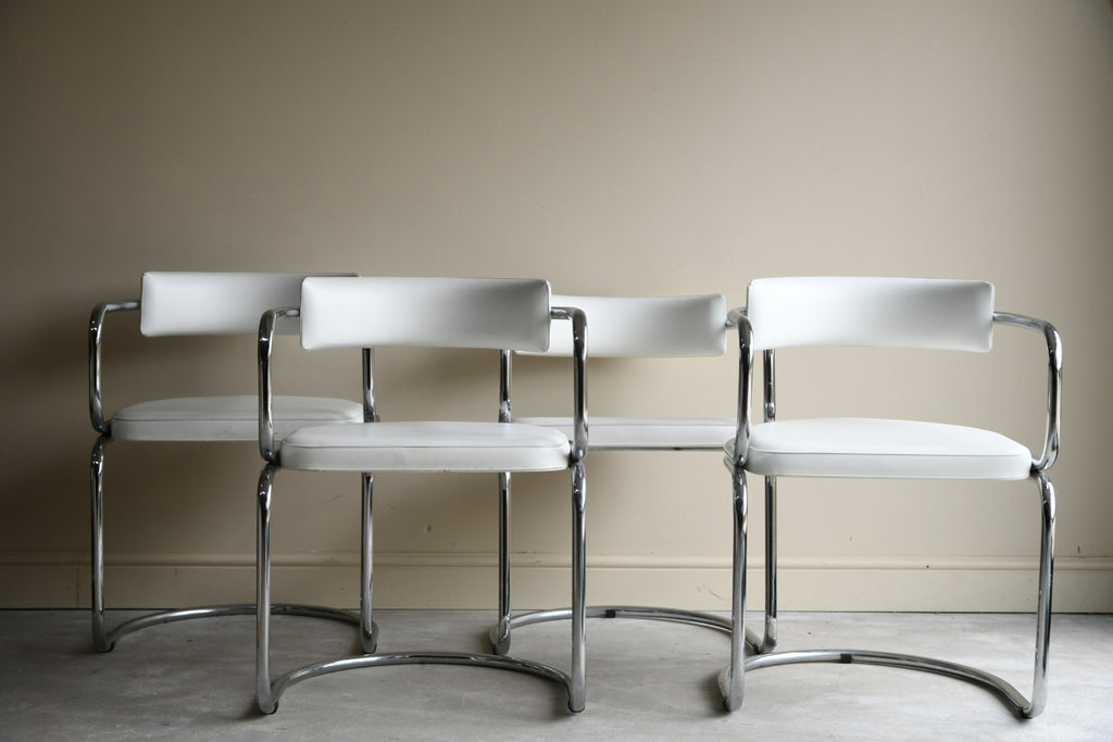 4 Chrome Cantilever Dining Chairs
