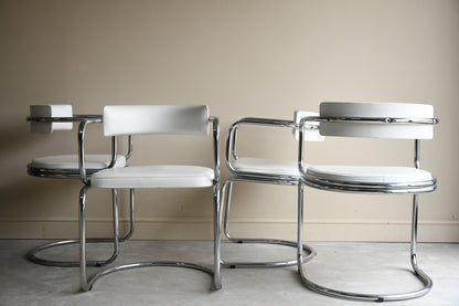 4 Chrome Cantilever Dining Chairs