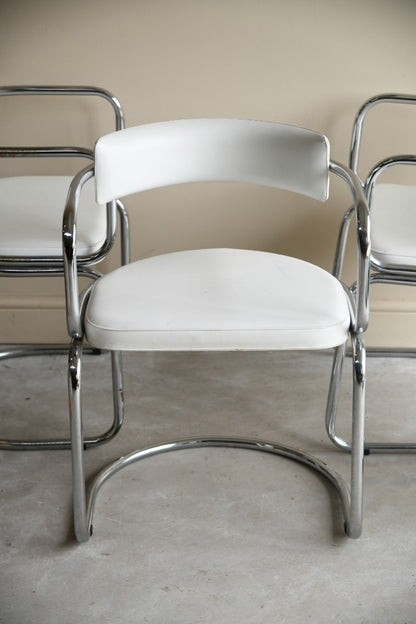 4 Chrome Cantilever Dining Chairs