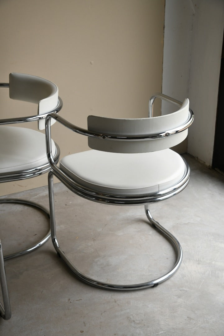 4 Chrome Cantilever Dining Chairs