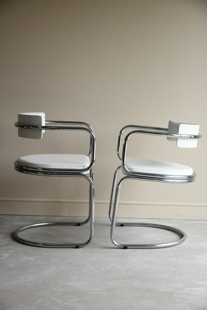 4 Chrome Cantilever Dining Chairs