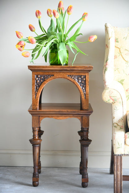 Victorian Square Oak Side Table