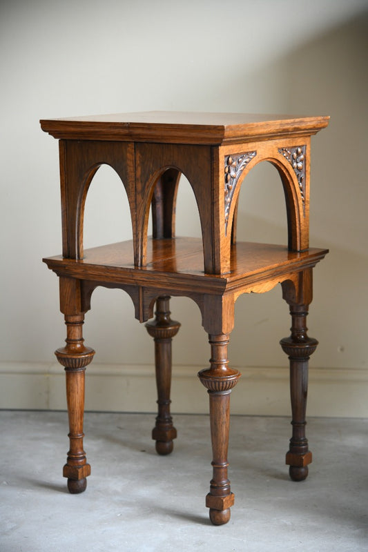 Victorian Square Oak Side Table
