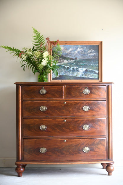 Antique Mahogany Bow Front Chest of Drawers