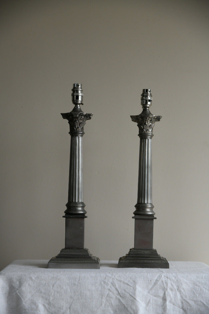 Pair Laura Ashley Corinthian Column Table Lamps