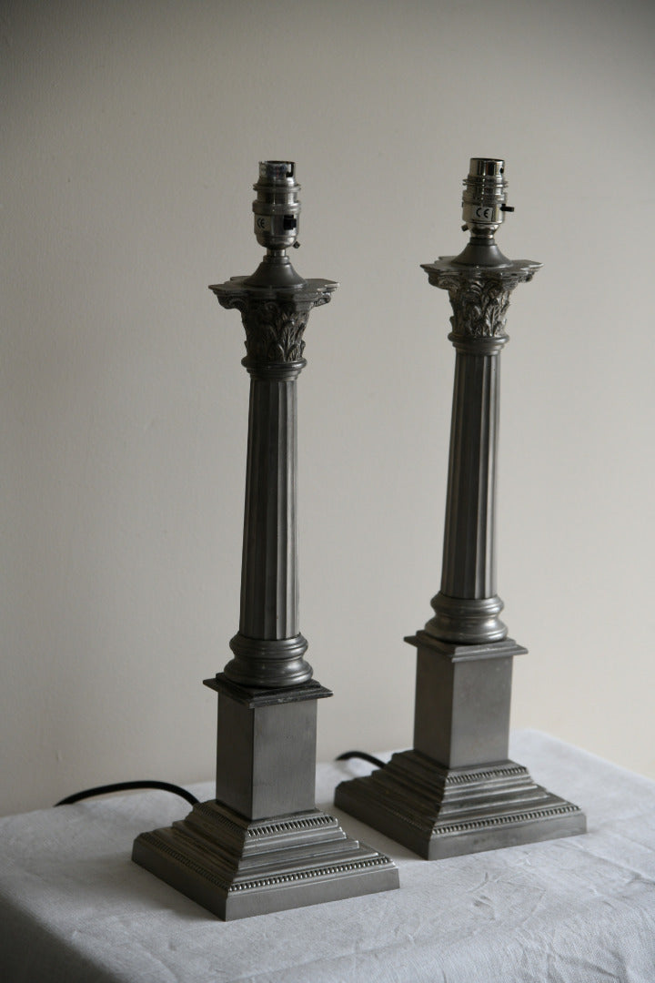 Pair Laura Ashley Corinthian Column Table Lamps