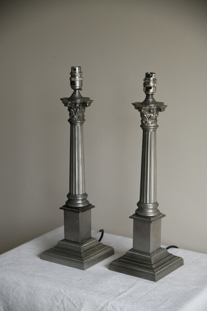 Pair Laura Ashley Corinthian Column Table Lamps