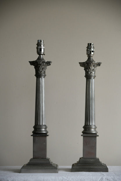 Pair Laura Ashley Corinthian Column Table Lamps