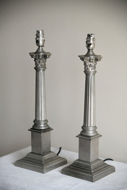 Pair Laura Ashley Corinthian Column Table Lamps