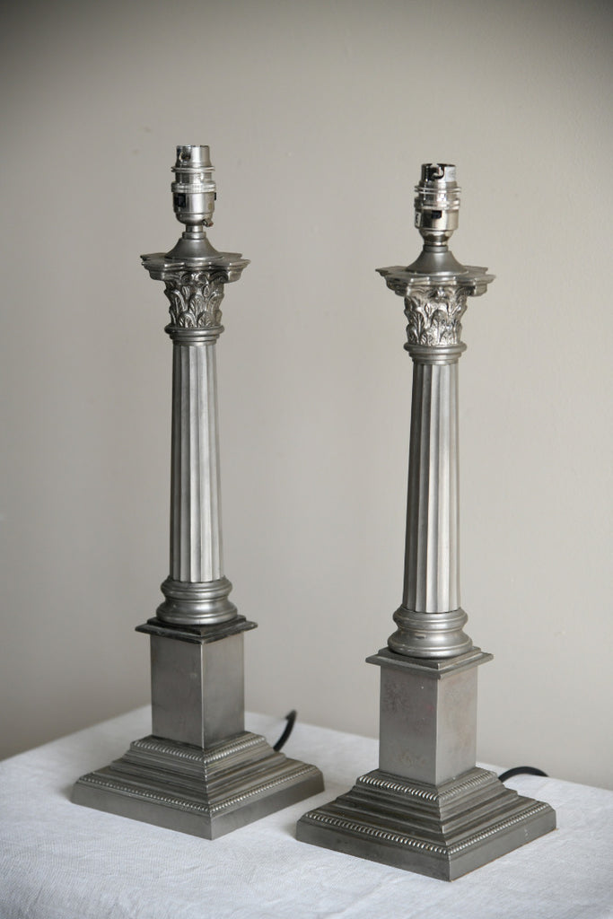 Pair Laura Ashley Corinthian Column Table Lamps