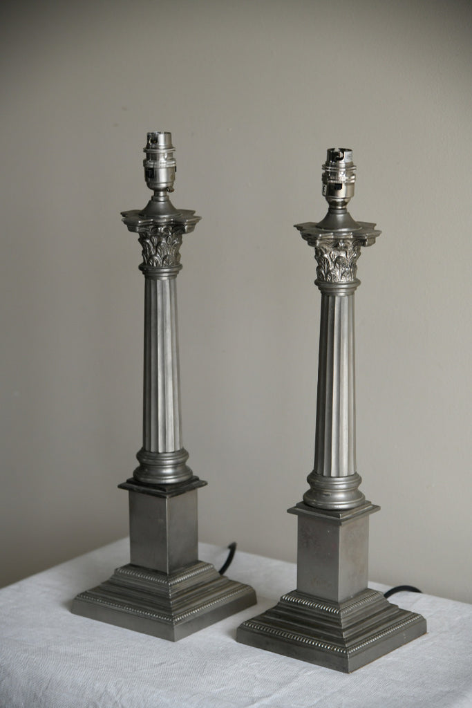 Pair Laura Ashley Corinthian Column Table Lamps
