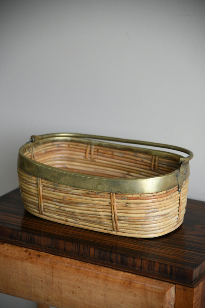 Oriental Rattan & Brass Basket