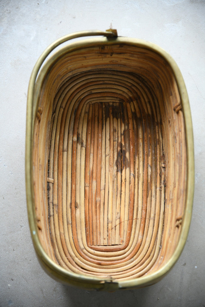 Oriental Rattan & Brass Basket