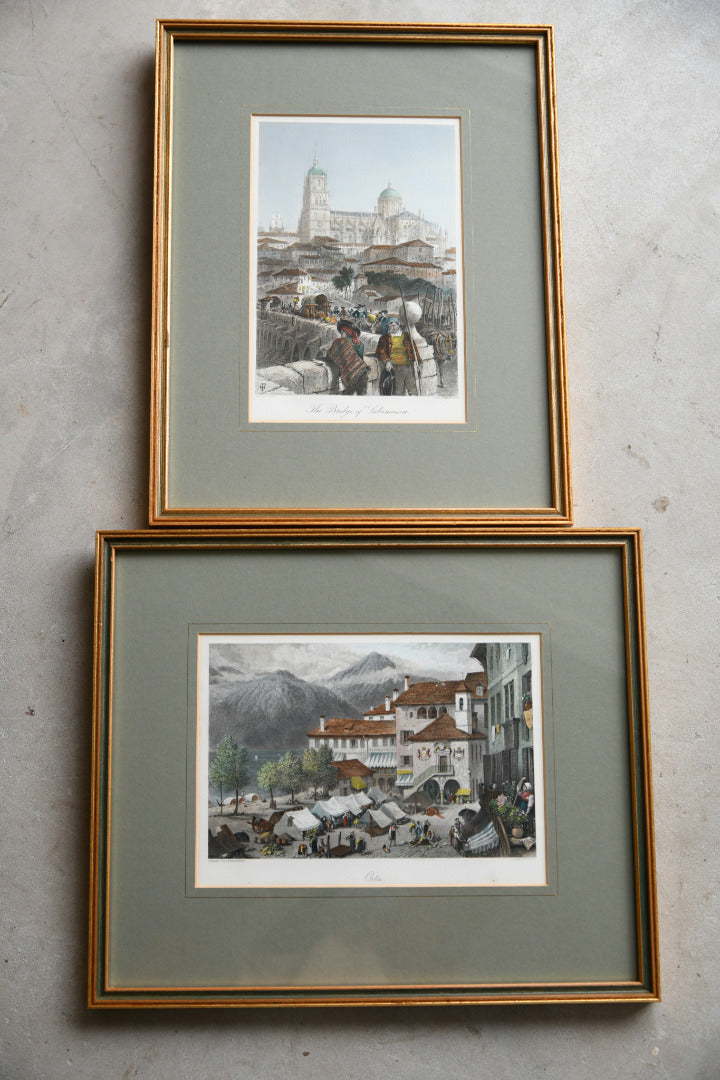 Pair Hand Coloured Engravings