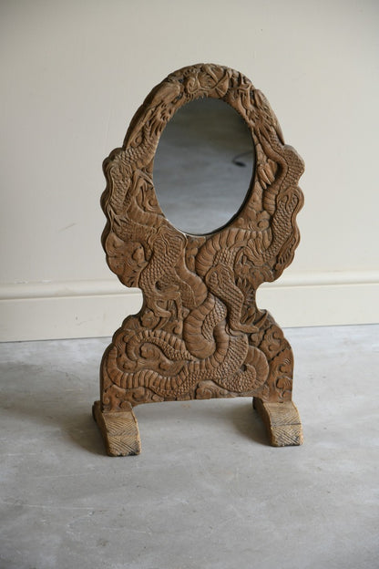 Oriental Carved Stand & Mirror