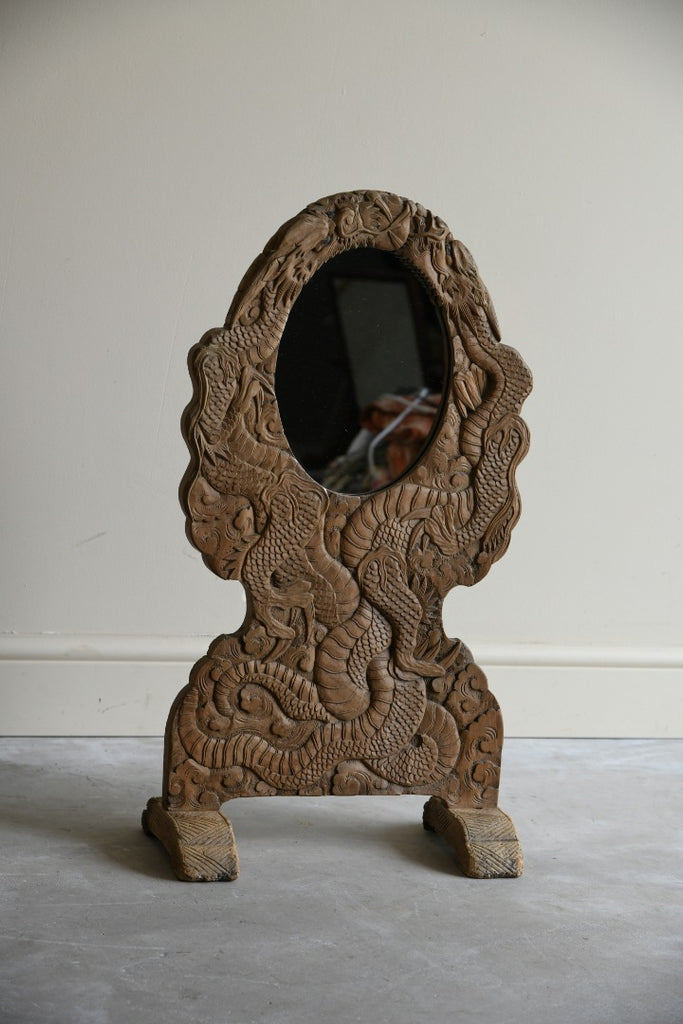 Oriental Carved Stand & Mirror