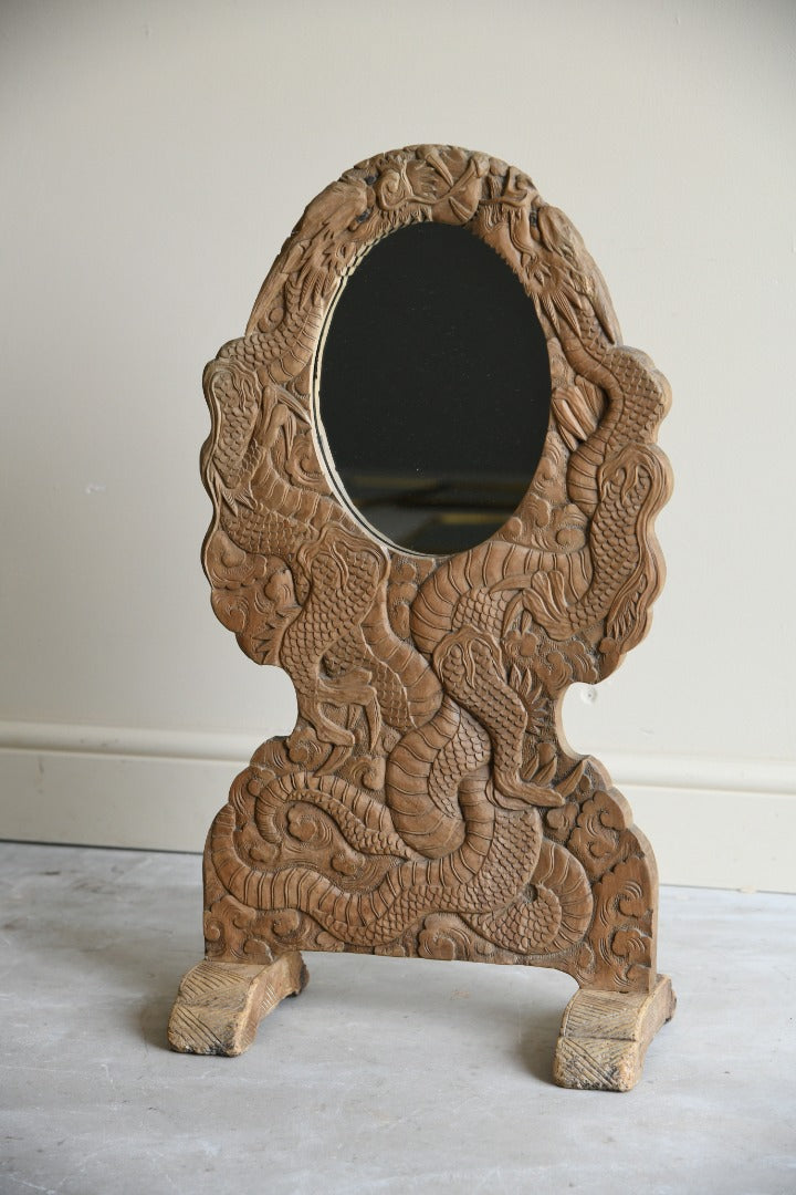 Oriental Carved Stand & Mirror