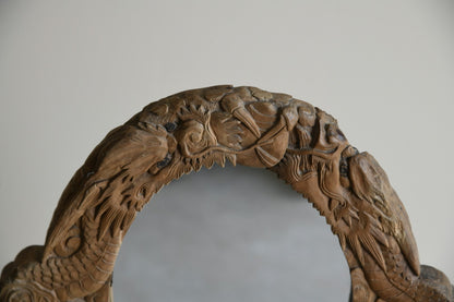 Oriental Carved Stand & Mirror