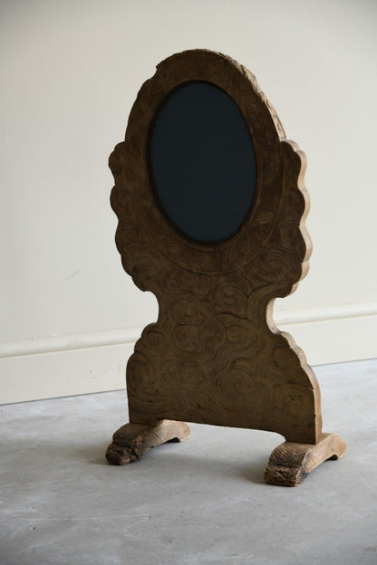 Oriental Carved Stand & Mirror