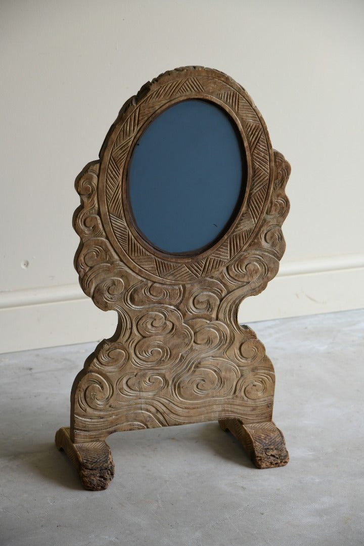 Oriental Carved Stand & Mirror