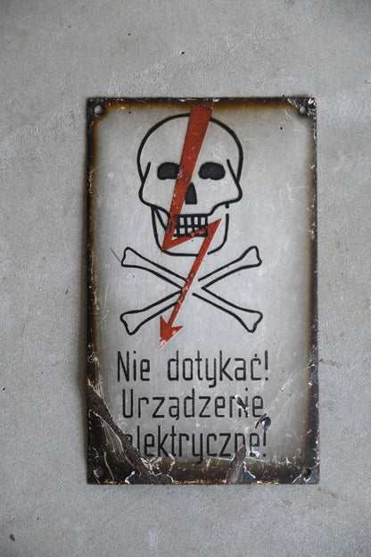 Vintage Polish Warning Sign