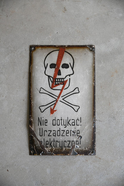 Vintage Polish Warning Sign