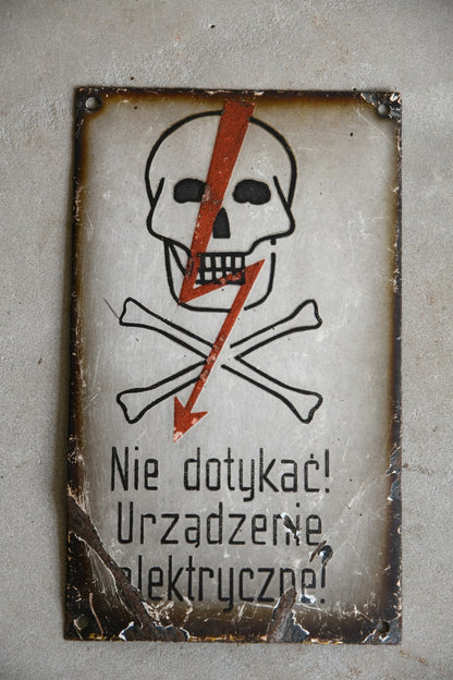 Vintage Polish Warning Sign