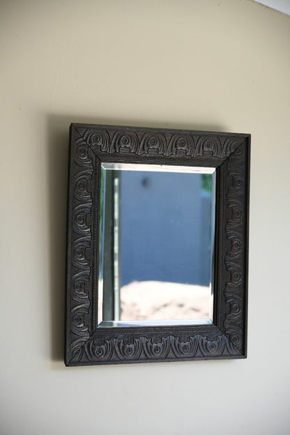 Arts & Crafts Carved Oak Frame Mirror