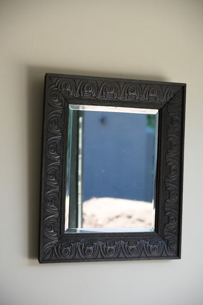 Arts & Crafts Carved Oak Frame Mirror