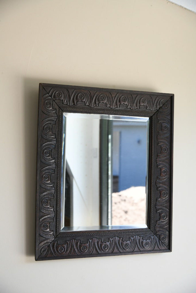Arts & Crafts Carved Oak Frame Mirror