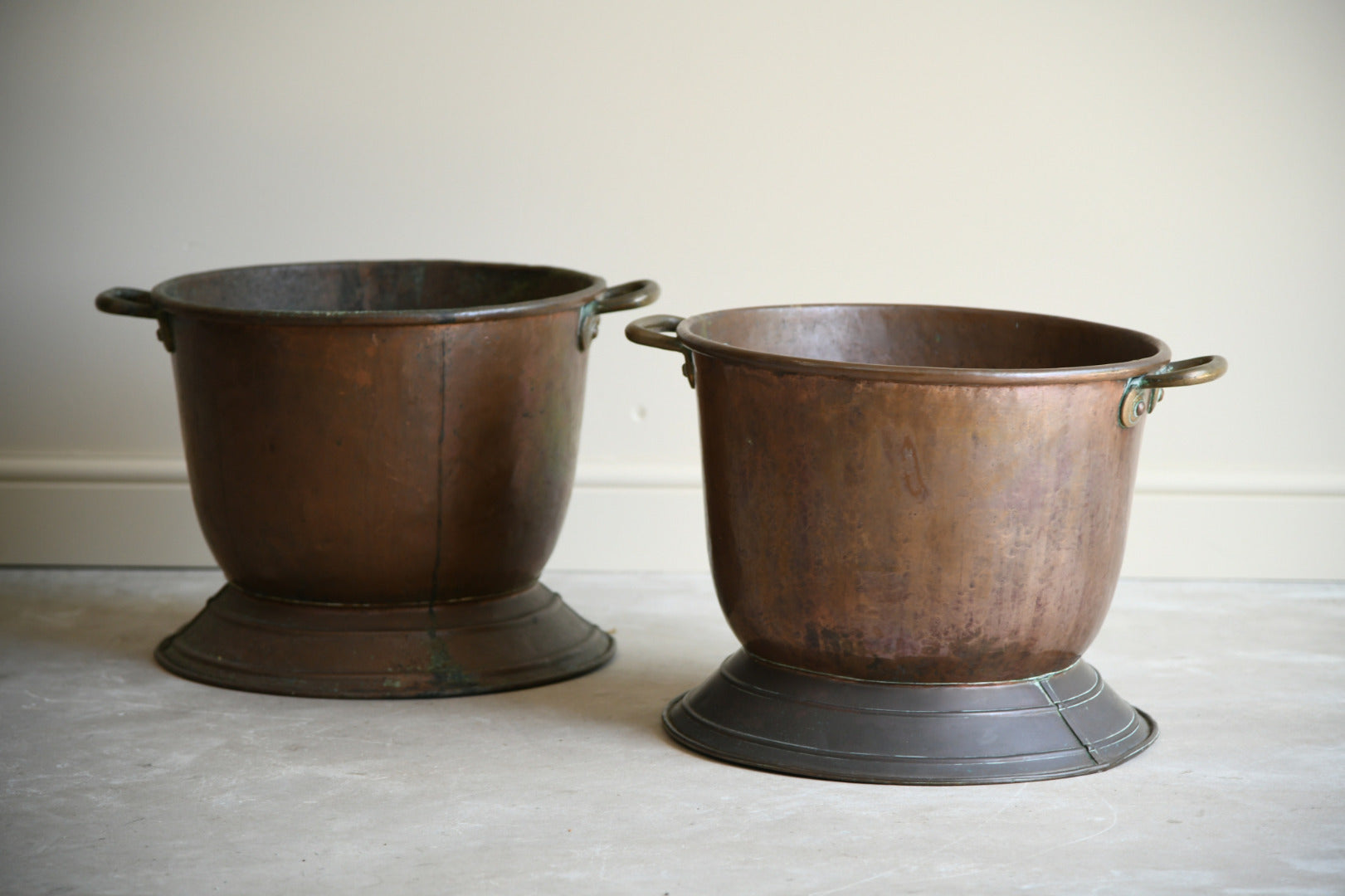 Pair Antique Copper Log Bins