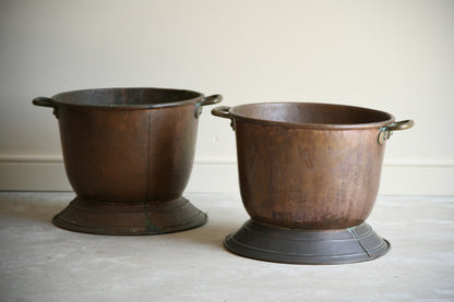 Pair Antique Copper Log Bins
