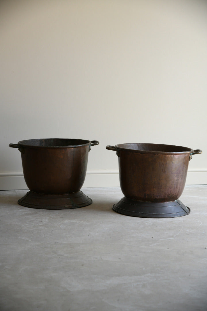 Pair Antique Copper Log Bins
