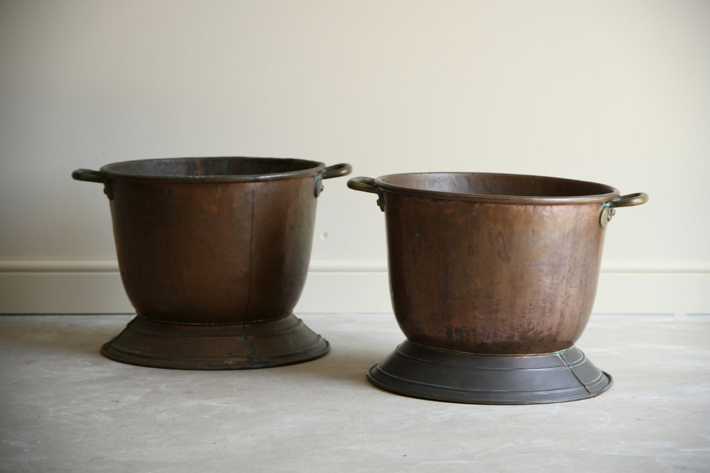 Pair Antique Copper Log Bins