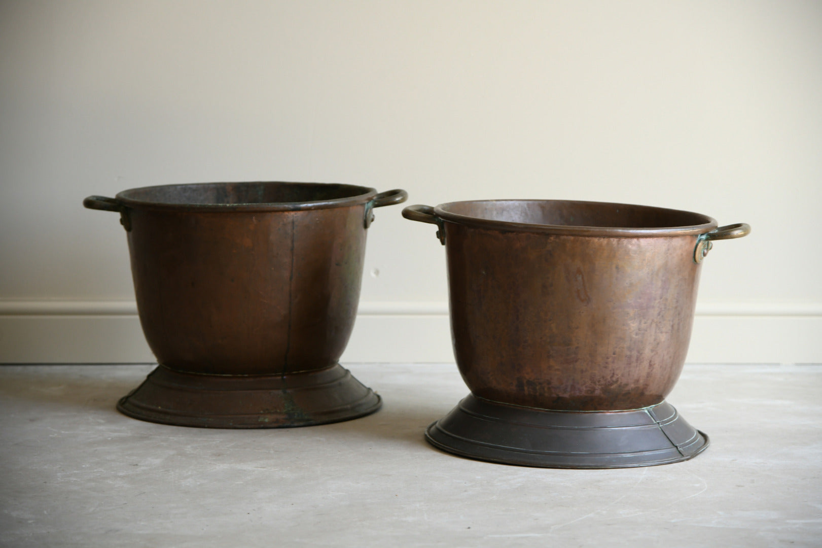 Pair Antique Copper Log Bins