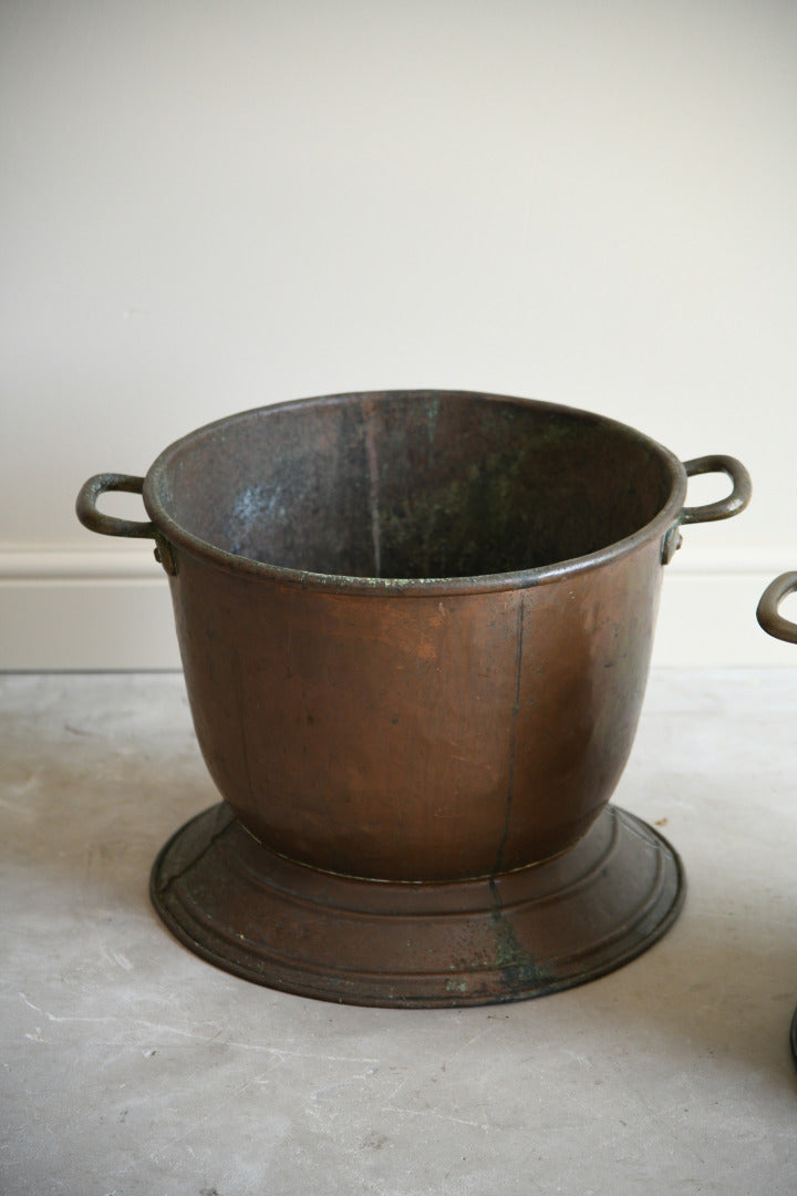 Pair Antique Copper Log Bins