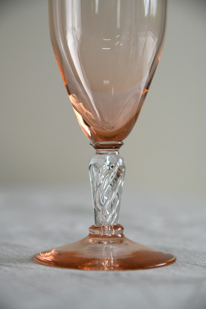 4 Pink Champagne Flutes