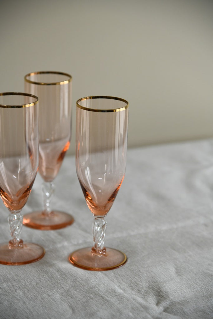 4 Pink Champagne Flutes