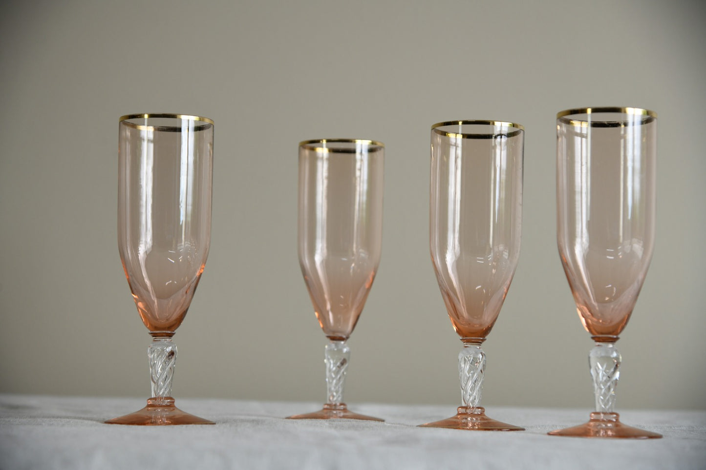 4 Pink Champagne Flutes