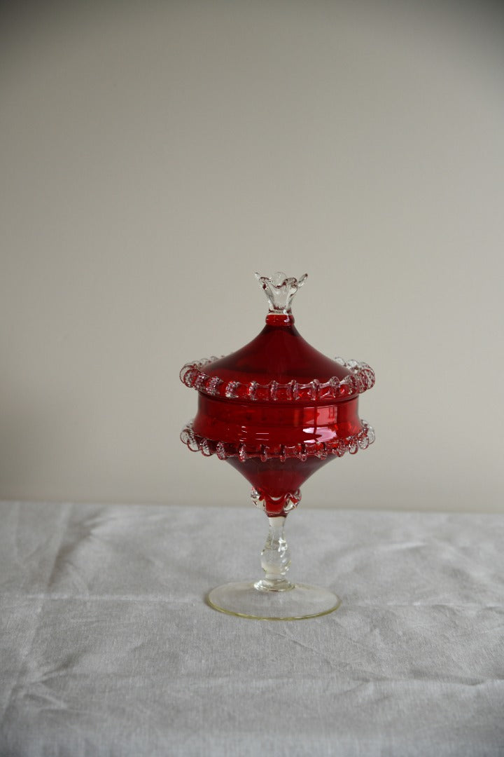 Red Covered Stem Dish