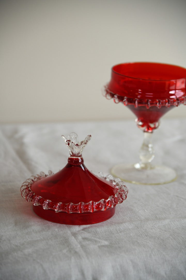 Red Covered Stem Dish