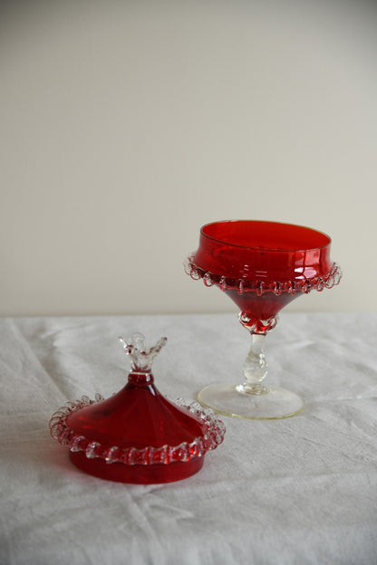 Red Covered Stem Dish