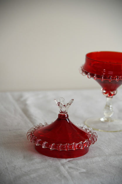 Red Covered Stem Dish